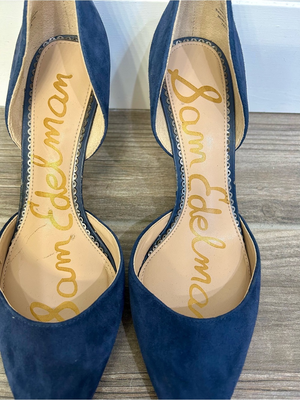 Sam Edelman Navy Suede Pointed Toe D’Orsay Heels Size 7 - Picture 5 of 11